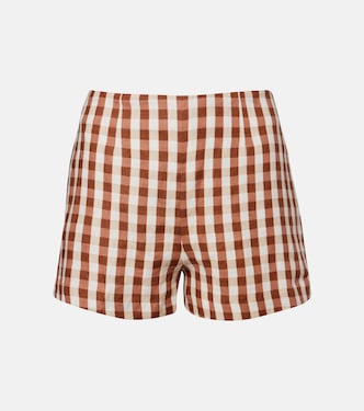 Lila gingham linen shorts | Faithfull