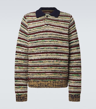 Striped cotton-blend polo sweater | Sacai