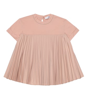 Camiseta de algodón plisada | Brunello Cucinelli Kids