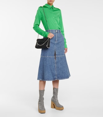 Falda midi flared de algodón elástico | Stella McCartney