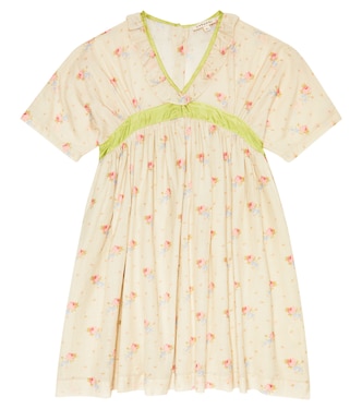 Asparagus floral cotton voile dress | Caramel