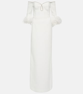 Bridal Plume feather-trimmed crêpe gown | Rebecca Vallance