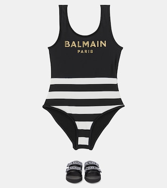 Bañador a rayas con logo | Balmain Kids