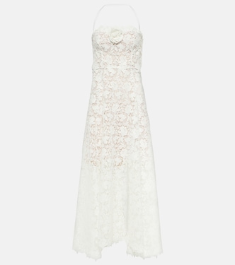 Floral-appliqué guipure lace gown | Oscar de la Renta