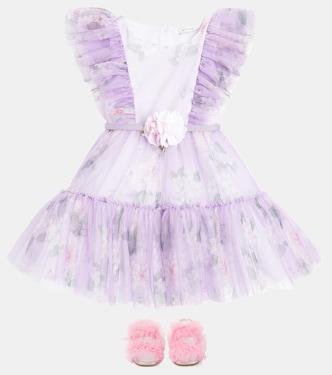 Abito in tulle con stampa floreale | Monnalisa