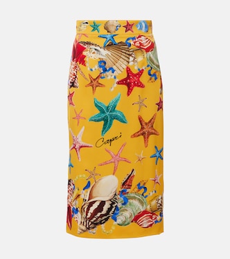 Falda midi Capri de mezcla de seda | Dolce&Gabbana