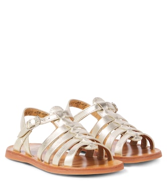 Plagette Strap metallic leather sandals | Pom d'Api
