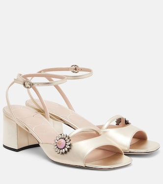 Daisy Jewel 55 metallic leather sandals | Valentino Garavani