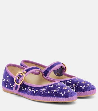 Verzierte Mary-Jane-Ballerinas Endouce aus Samt | Valentino Garavani