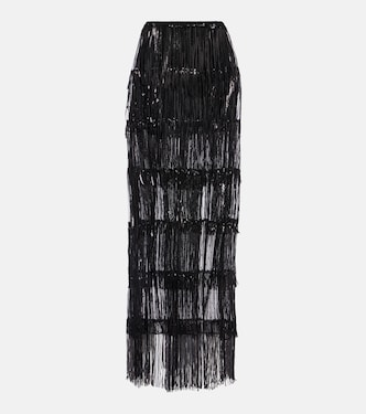 Fringed sequined tulle maxi skirt | Nina Ricci