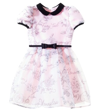 Bow-detail floral tulle dress | Monnalisa