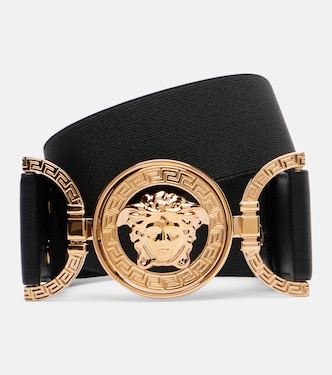 Medusa '95 leather-trimmed belt | Versace
