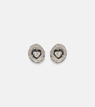 18kt white gold ring with diamonds and enamel | Kamyen