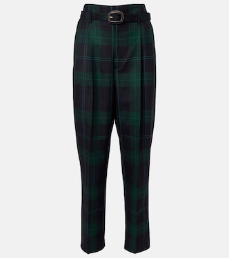 Belted checked high-rise wool tapered pants | Polo Ralph Lauren