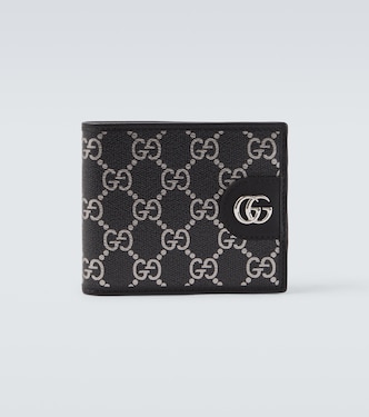 GG leather-trimmed bifold wallet | Gucci