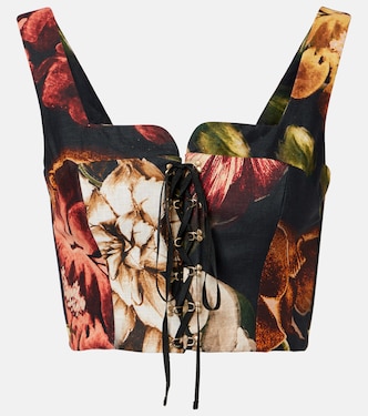 Crop top de lino floral | Agua by Agua Bendita