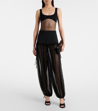 Mesh-trimmed silk balloon pants | Nensi Dojaka