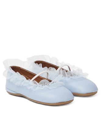 Tulle-trimmed leather ballet flats | PèPè