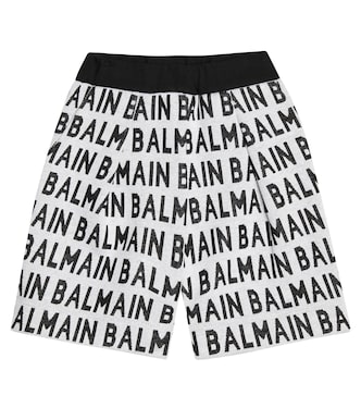 Shorts en jacquard de algodón con logo | Balmain Kids