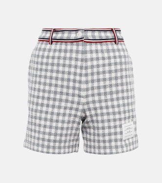 Shorts a vita alta in cotone a quadretti | Thom Browne