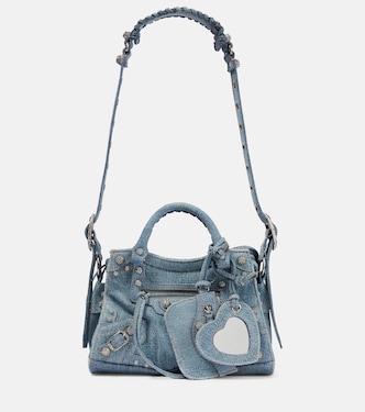 Borsa a spalla Neo Cagole XS in denim | Balenciaga
