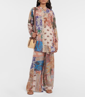 Devi oversized patchwork silk shirt | Zimmermann
