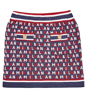 Falda de mezcla de algodón con monograma en jacquard | Balmain Kids