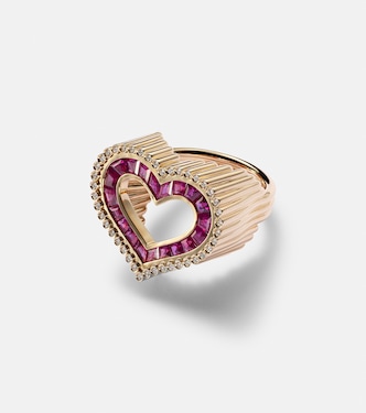 Bague Love en or 18 ct, diamants et rubis | Marie Lichtenberg