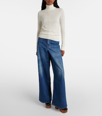 Semi-sheer wool turtleneck top | Chloé