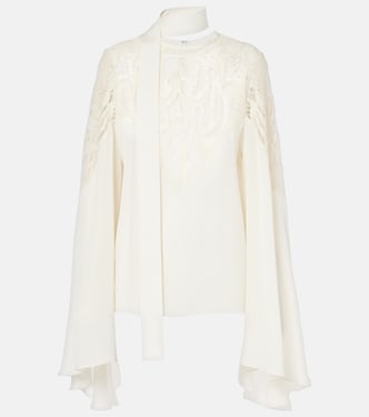 Blusa in georgette con pizzo | Elie Saab