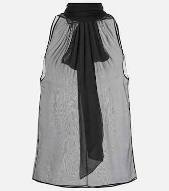 Gathered silk muslin top | Saint Laurent
