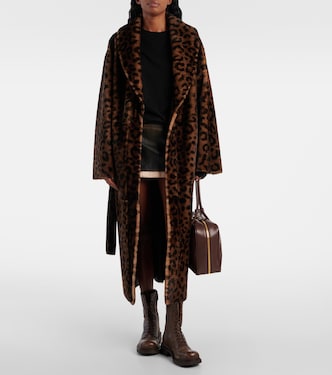 Imani leopard-print shearling wrap coat | Nour Hammour