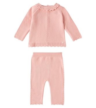 Baby pointelle cotton sweater and pants set | Tartine et Chocolat