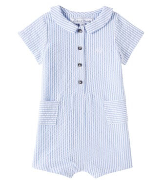 Baby bengal stripe cotton seersucker playsuit | Tartine et Chocolat