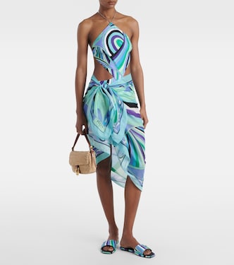 Pesci printed cotton beach cover-up | Pucci