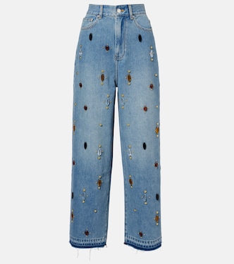 Embellished high-rise wide-leg jeans | Xu Zhi