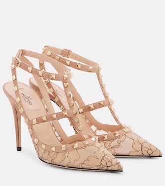 Rockstud 100 lace and leather pumps | Valentino Garavani