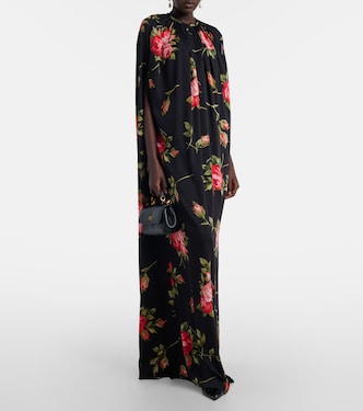 Floral caped silk-blend gown | Dolce&Gabbana