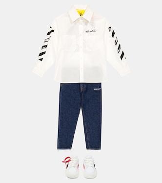 Camisa en popelín de algodón estampada | Off-White Kids