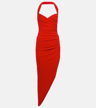 Cayla halterneck ruched midi dress | Norma Kamali