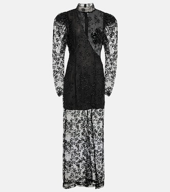 High-neck floral mesh midi dress | Rotate