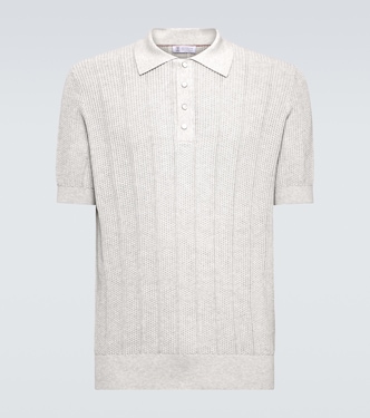 Polo acanalado de jersey de algodón | Brunello Cucinelli