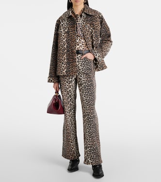 Leopard-print halterneck satin top | Ganni