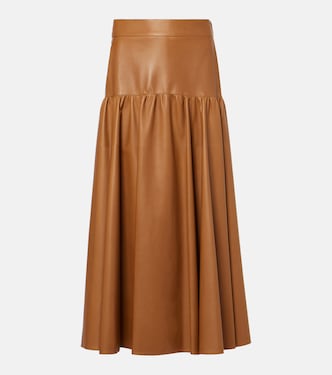 Ruffled high-rise leather midi skirt | Saint Laurent