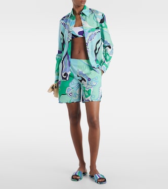 Orchidee printed cotton high-rise shorts | Pucci
