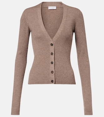 Ribbed-knit lamé cardigan  | Brunello Cucinelli