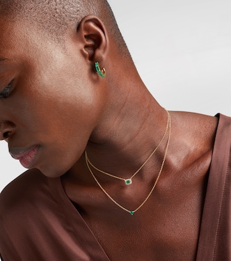 18kt gold pendant necklace with emerald and diamonds | Shay Jewelry