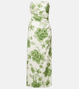 Robe midi Gardella en lin à fleurs | SIR