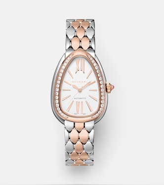 Serpenti Seduttori 18kt rose gold and steel watch with diamonds | Bvlgari