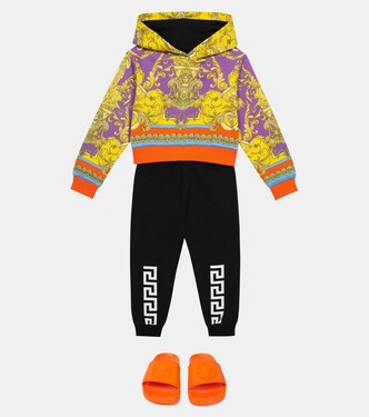 Felpa in cotone con cappuccio e stampa Barocco | Versace Kids